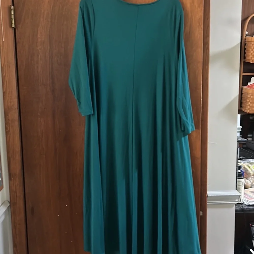 G.I.L.I. Dramatic Hi-Low Rib Knit Tunic teal green color - Picture 5 of 8
